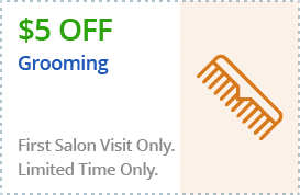 $5 off Grooming. First Salon Visit Only. Limited Time Only.